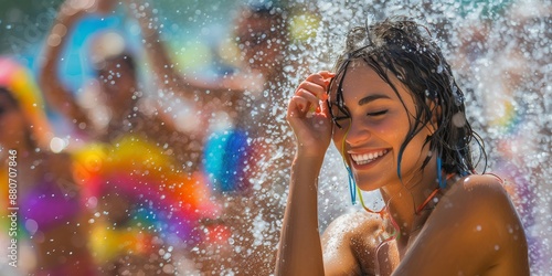 water festival, splash festival, beautiful girl, female, enjoy moment, colorful © Ratcha