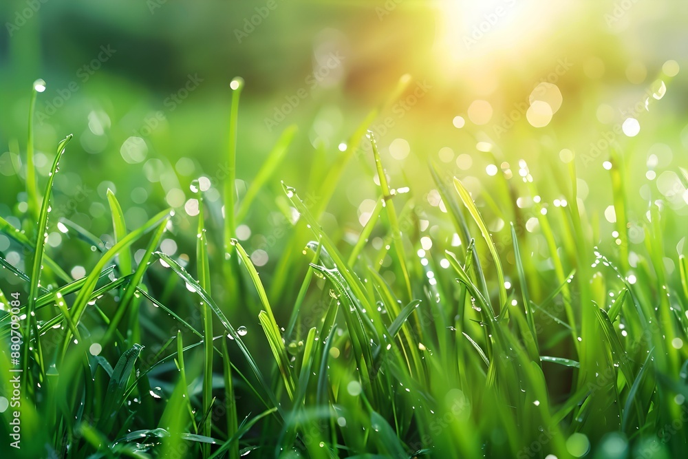 Fototapeta premium Vibrant Green Grass Sprinkler, lawn, watering, garden, irrigation