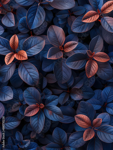 Fototapeta Naklejka Na Ścianę i Meble -  Elegant colorful with vibrant leaves hanging branches illustration background. Bright color 3d abstraction wallpaper for interior mural, Generated by AI	