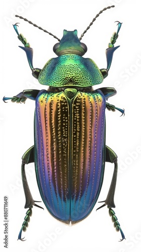 Stunning Jewel Beetle: High-Resolution AI-Generated Portrait of Polybothris Sumptuosa in Natural Insect Habitat photo