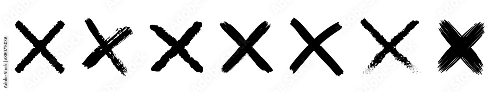 X black mark set in grunge style. Cross sign graphic symbol. X black mark set in grunge style. Cross sign graphic symbol.