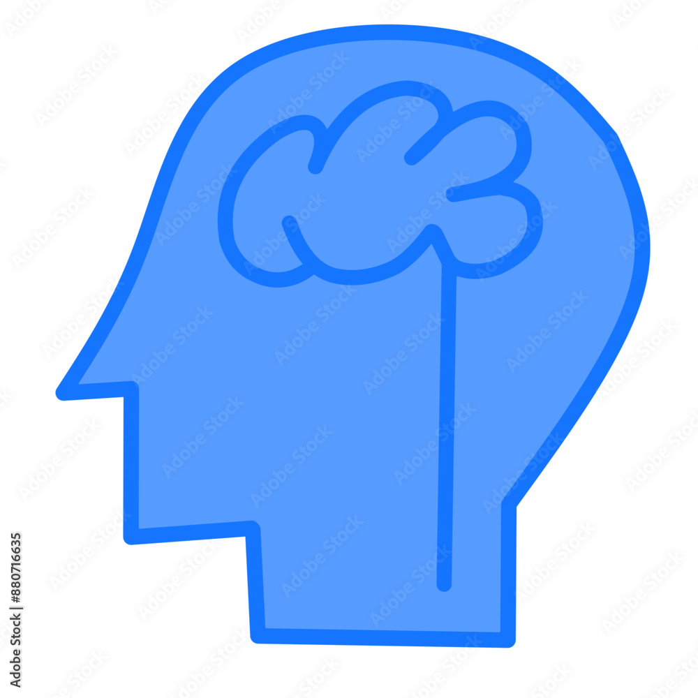 Human head with brain silhouette icon Human head with brain silhouette icon