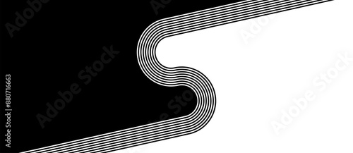 Abstract background with lines. Day and night concept. Striped vector background with black parallel lines. Letter S concept.
