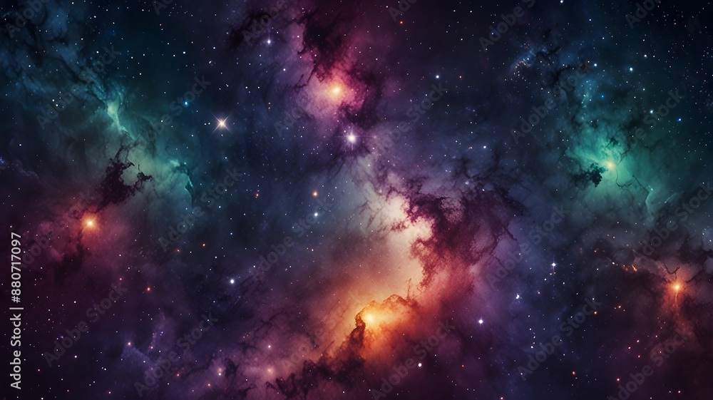 Fototapeta premium Beautiful colorful galaxy and star background, illustration pattern