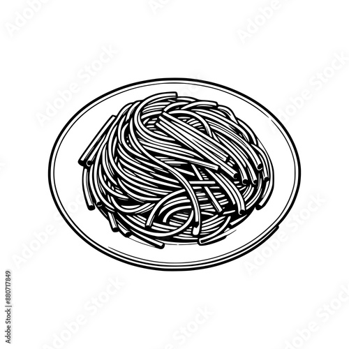 Italian spaghetti pasta on a plate traditional food vector illustration template design