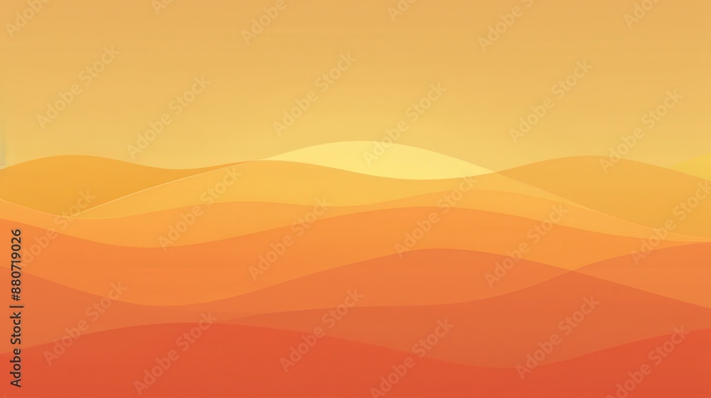 Desert landscape with rolling sand dunes at sunset in warm colors Desert landscape with rolling sand dunes at sunset in warm colors