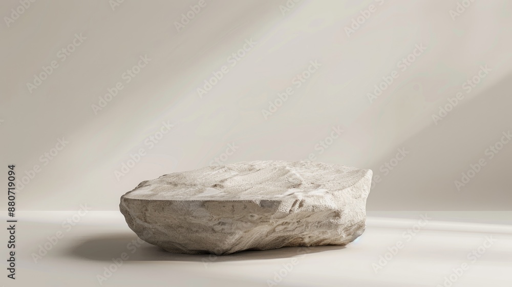 Rock pedestal podium on neutral background for skincare and cosmetics mockup stand Rock pedestal podium on neutral background for skincare and cosmetics mockup stand