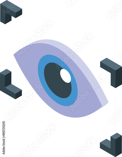 Blue eye is scanning with augmented reality elements