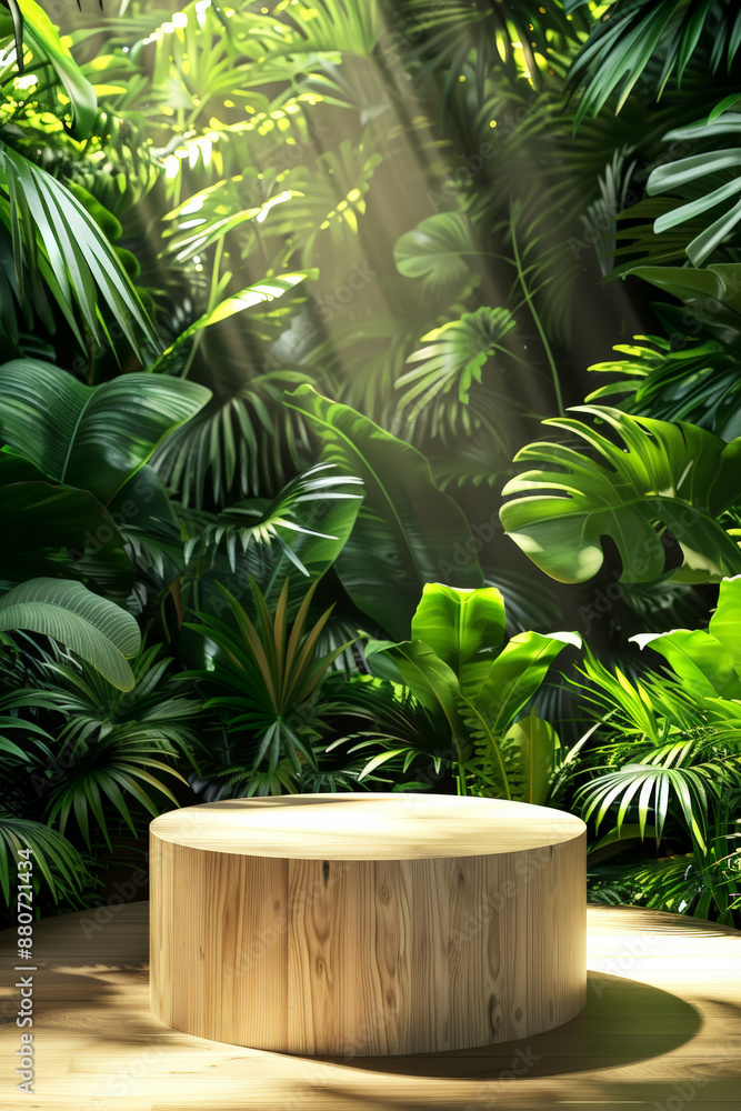 Wooden Podium in Tropical Forest Setting Wooden Podium in Tropical Forest Setting