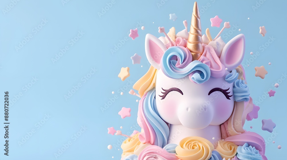 Naklejka premium Cute Unicorn Cake with Pastel Colors.