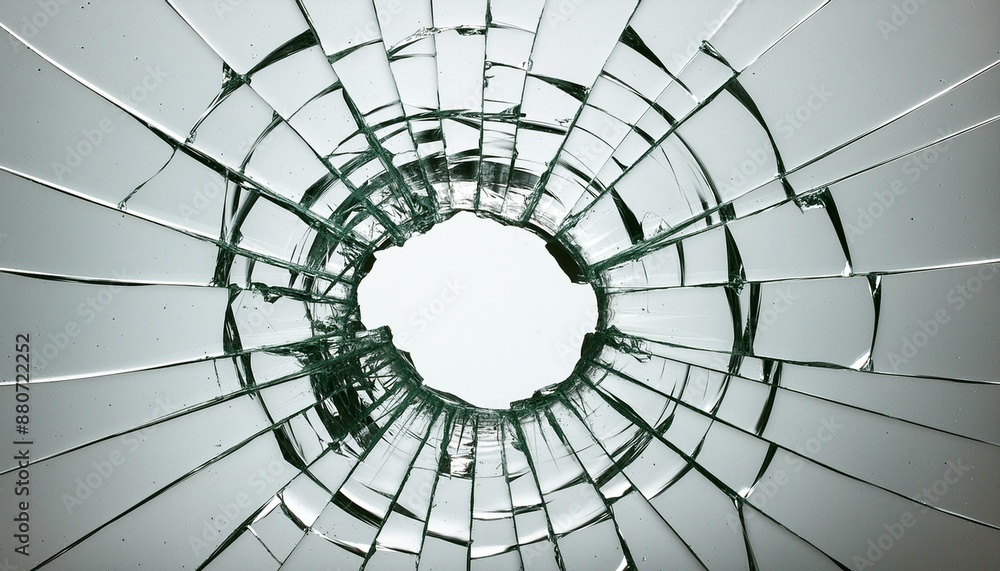 Naklejka premium broken glass with hole in the middle