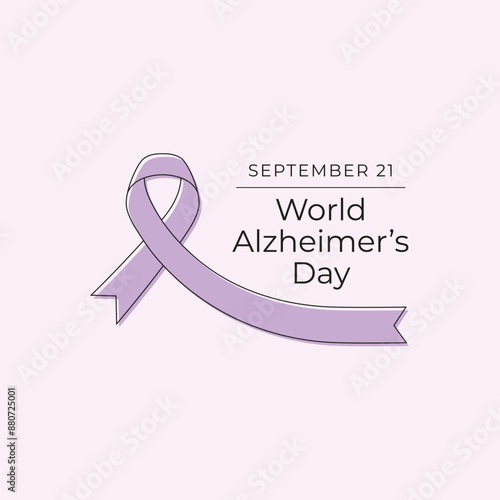 World Alzheimers Day vector design template good for celebration usage. Alzheimer day design. Vector ribbon. Continuous line drawing. eps 10.