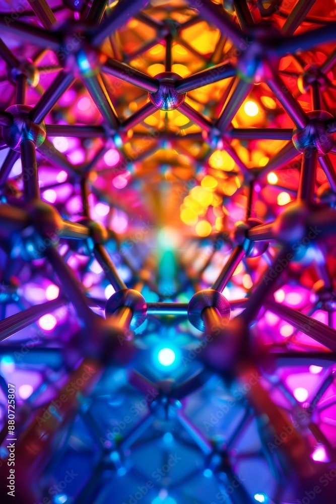 Fototapeta premium abstract colorful geometric structure with lights.