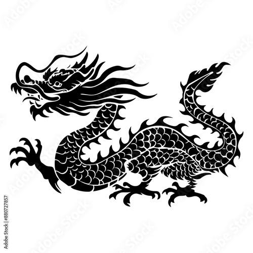 Chinese dragon stencil vector silhouette 