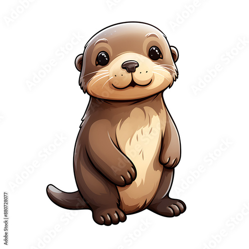 Simple Cartoon Artwork: Clean and Simple design of a cute otter