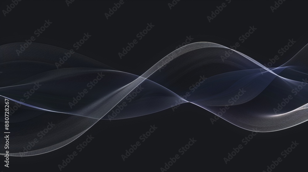 Abstract White Waves on Black Background