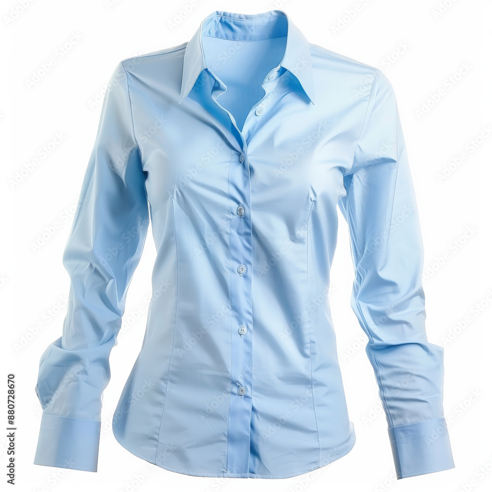 custom made wallpaper toronto digitalA formal light blue blouse with French cuffs and a spread collar, isolated on white background.