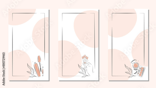 Card templates for beauty salon. Clean pages for notepad or signs beauty salon. Manicure, makeup, hairdressing. Vector illustration.