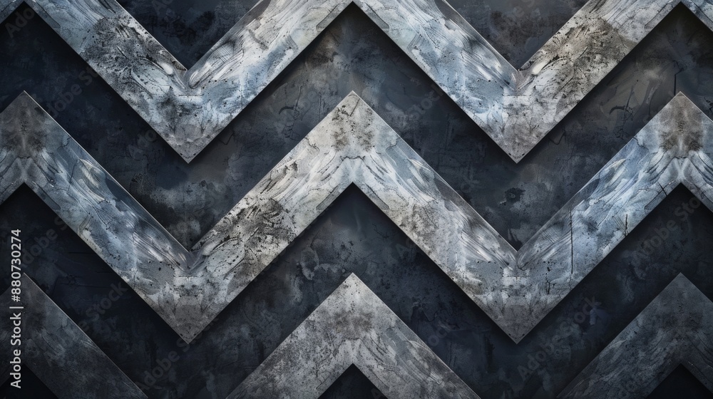 Close-Up of a Metallic Chevron Pattern Wall Close-Up of a Metallic Chevron Pattern Wall