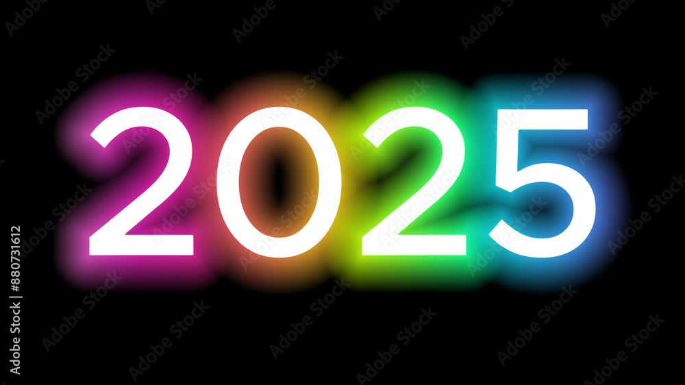 Neon light colorful 2025, Happy new year 2025 looping animation text vedio Neon light colorful 2025, Happy new year 2025 looping animation text vedio