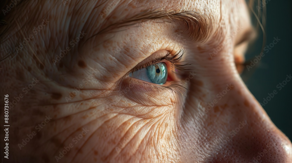 Close-up of an elderly woman's eye with wrinkles on her face Close-up of an elderly woman's eye with wrinkles on her face