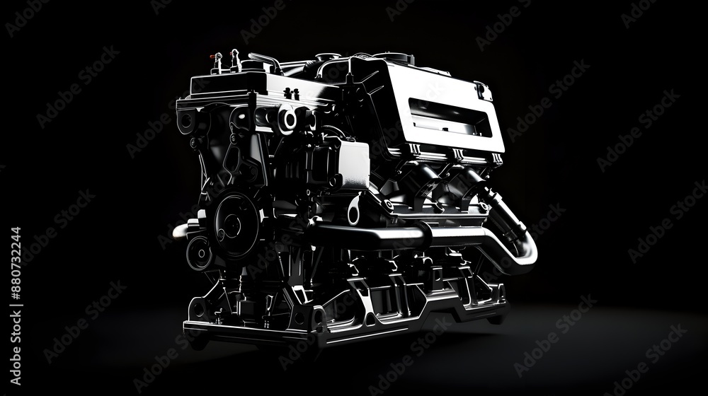 High-Tech Industrial Automotive Engine Machinery in Monochrome Tone High-Tech Industrial Automotive Engine Machinery in Monochrome Tone