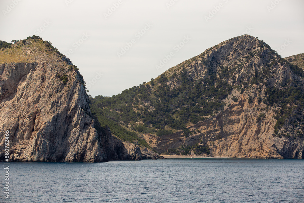 Blick auf die Ostküste von Mallorca, mit Platja des Coll Baix Blick auf die Ostküste von Mallorca, mit Platja des Coll Baix