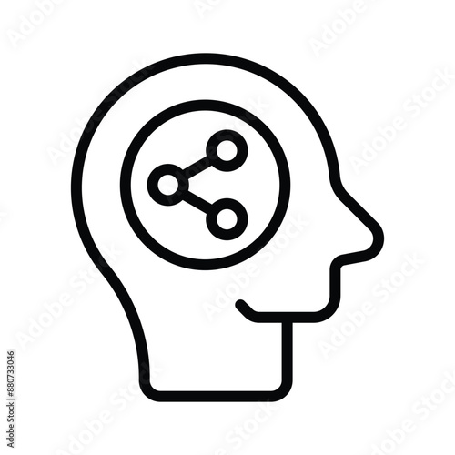 Share button with human mind denoting concept icon of idea share