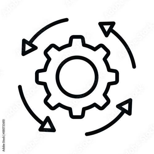 Cogwheel with arrow denoting icon of automation