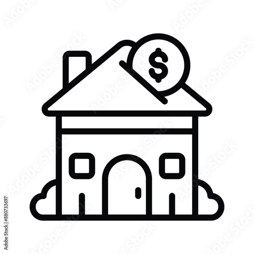 Home with dollar coin showing house loan concept vector in modern style