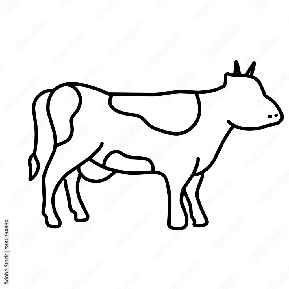 Obraz premium Cow isolated on white background. Character for coloring book. Vector outline illustration in flat style.