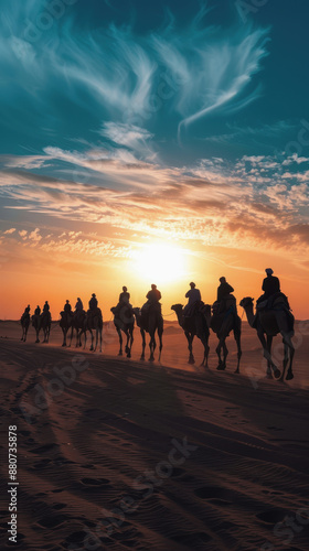 camel caravan in the desert. International Caravan Day