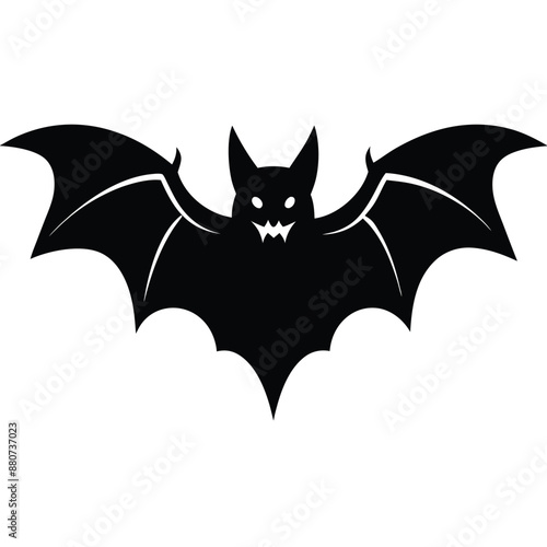 Halloween Bat Silhouette Vector Illustration on white background