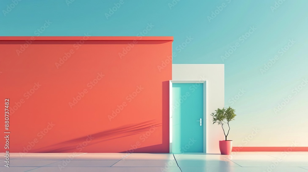 Office door, geometric patterns, flat design illustration Office door, geometric patterns, flat design illustration