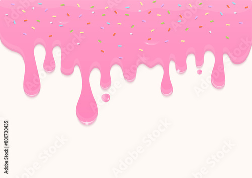 Strawberry sauce with colored sprinkles background