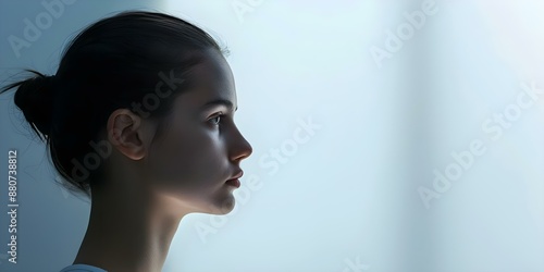 Profile of a woman symbolizing violence against women and mental health issues. Concept Gender-based violence, Mental health, Women's rights, Advocacy, Social issues photo