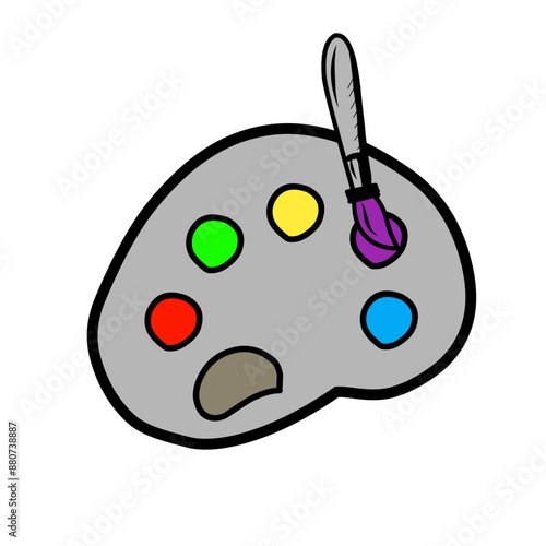 Painting supplies, color palettes, colorful tubes, watercolors, oil paints, acrylic paints.