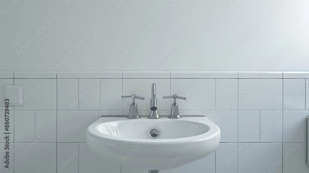 Public restroom sink with space for text Public restroom sink with space for text