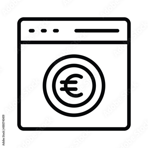 Dollar coin inside webpage showing concept icon of pay per click or monetization