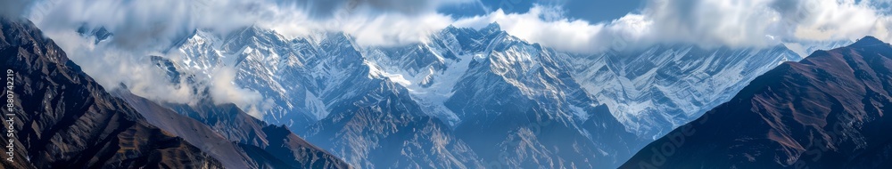 Fototapeta premium Abstract Natural Landscape Wallpaper Featuring Meili Snow Mountain: Capturing the Beautiful Seasonal Changes in Nature's Abstract Art, Perfect for Mobile and Computer Backgrounds, AI-Generated High-Re