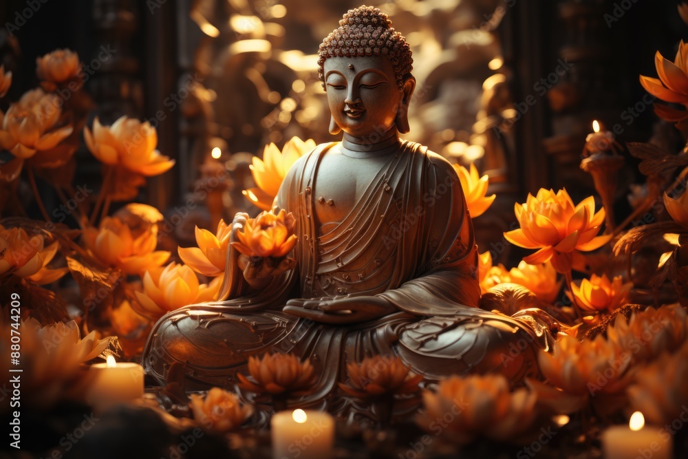 Fototapeta premium Buddha Design for Buddha Purnima, Generative, generative IA