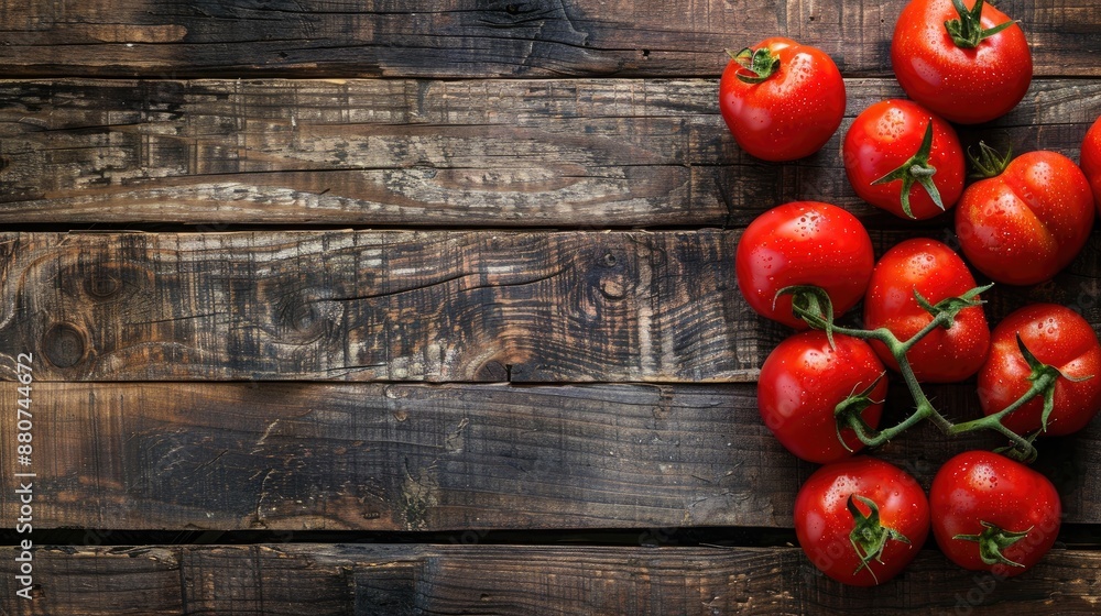 Top view of ox heart tomatoes on rustic wood background with space for text Top view of ox heart tomatoes on rustic wood background with space for text