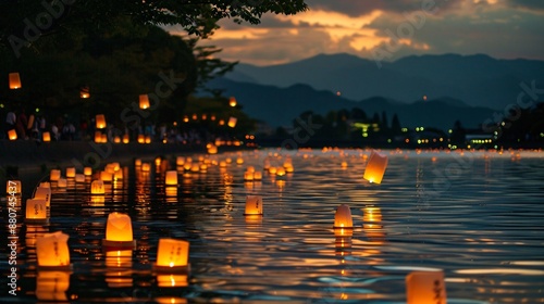 Light Of The Lanterns Reflecting In The Water