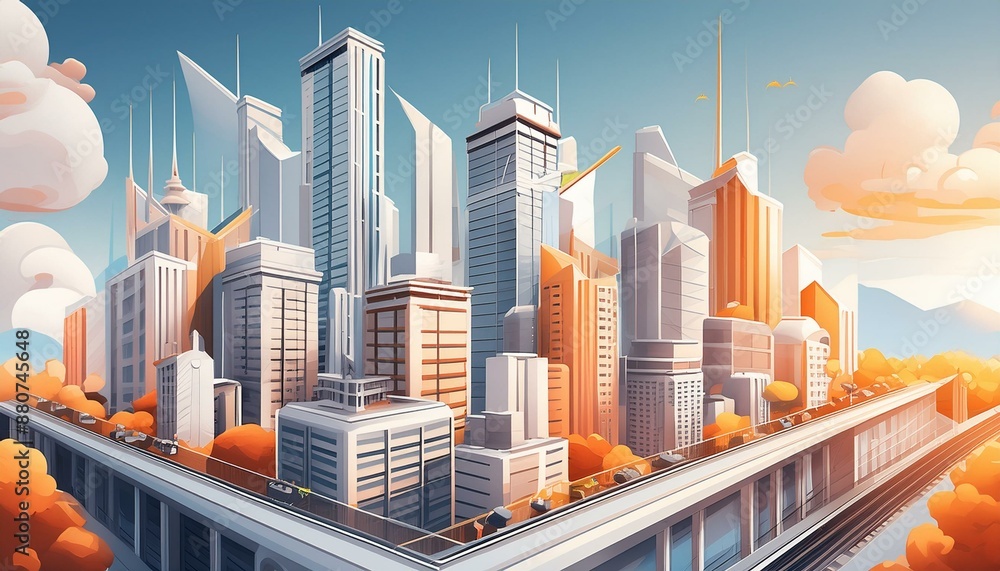 Obraz premium city skyline at sunset
