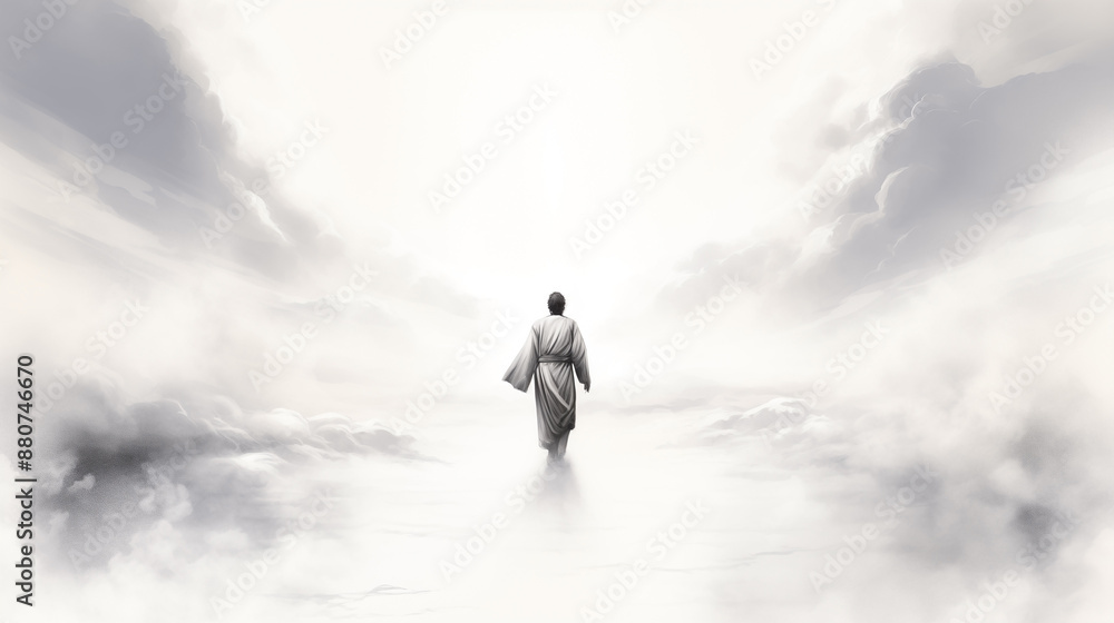 Silhouette of man against sky embodied concept of faith and freedom, as light from heaven symbolized his spiritual success and devotion to religion. heaven, person, religion, silhouette, faith. Silhouette of man against sky embodied concept of faith and freedom, as light from heaven symbolized his spiritual success and devotion to religion. heaven, person, religion, silhouette, faith.