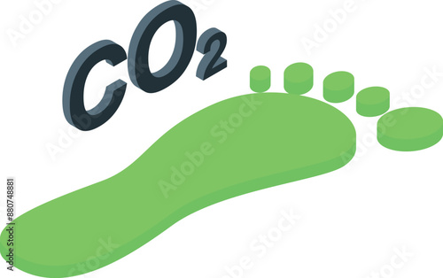Green footprint with co2 emission lettering symbolizing carbon footprint concept