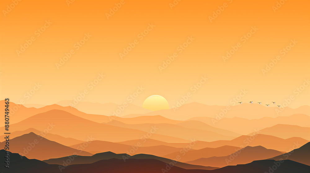 Layered Vector Sunset Background Illustration Layered Vector Sunset Background Illustration
