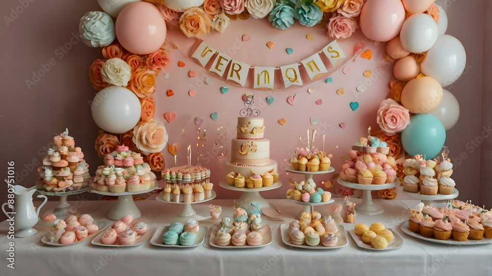 cake with candles and flowers, ai generated cake with candles and flowers, ai generated