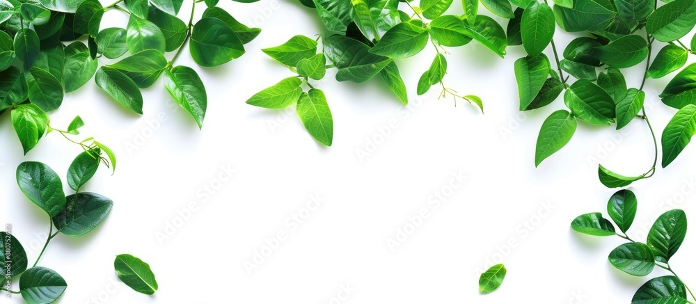 Vibrant green foliage against a white background with copy space image Vibrant green foliage against a white background with copy space image