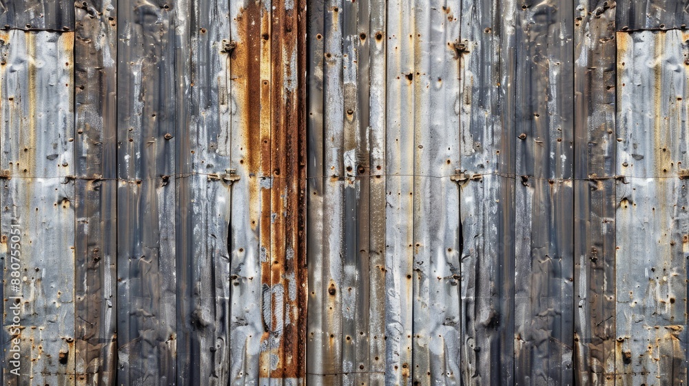 Texture of weathered galvanized iron wall with room for content Texture of weathered galvanized iron wall with room for content